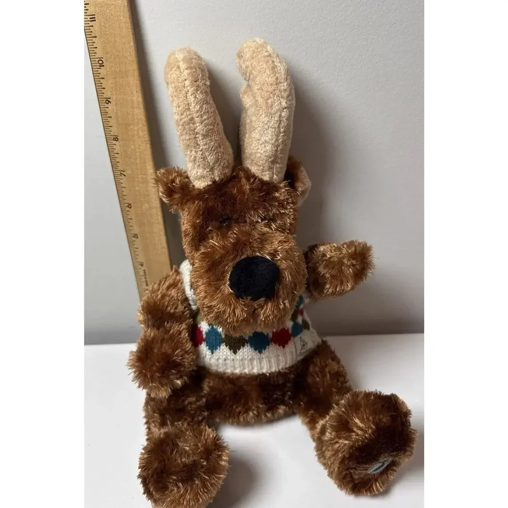 Caribou Coffee 2012 Plush Reindeer Moose Stuffed Animal Argyle Sweater 11”